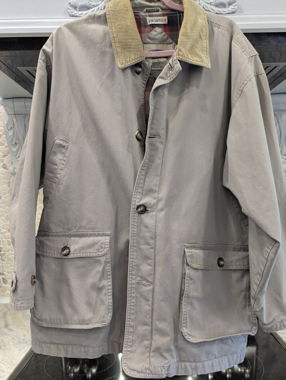 Austin Clothing Co Frontier Barn Jacket Men L Tan Plaid Lined Cotton Workwear